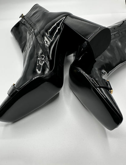 Versace patent leather booties