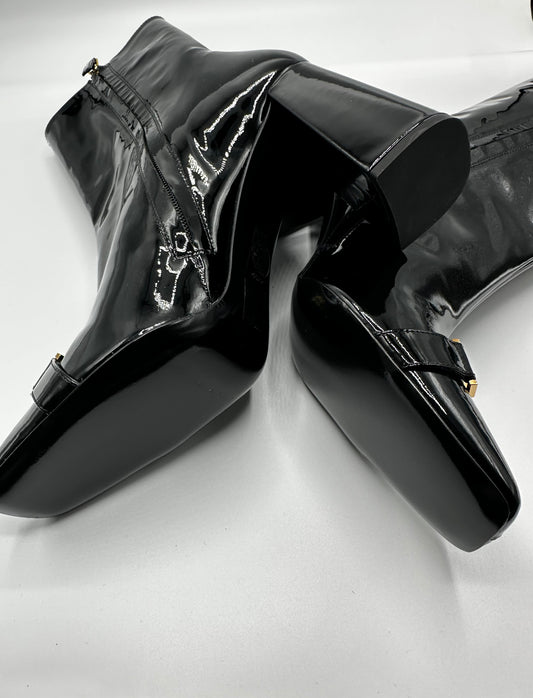 Versace patent leather booties