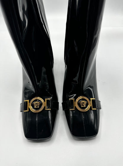 Versace patent leather booties