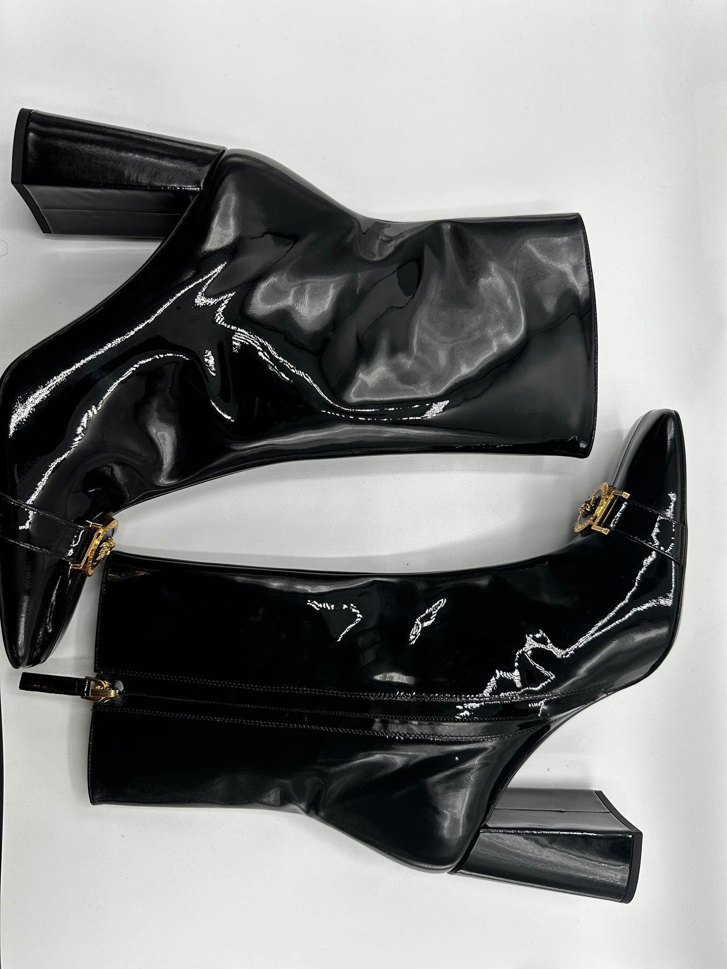 Versace patent leather booties